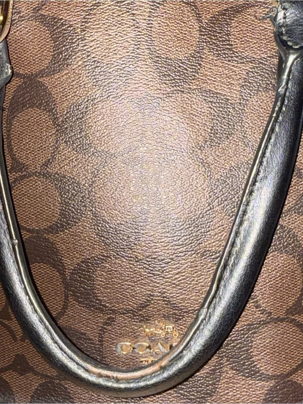 Coach Brown and Black Signature Dome Satchel with Gold Hardware